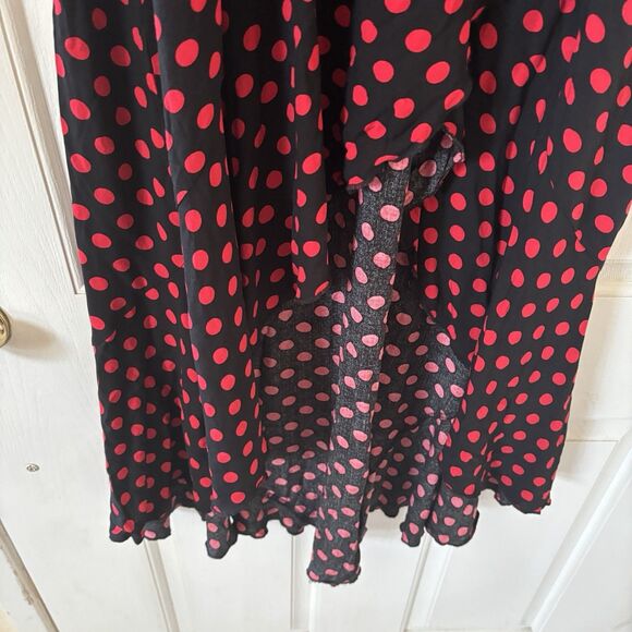 NWT Grecerelle Womens Maxi Dress Dark Romantic Faux Wrap M Hi-Low Ruffles Party - Picture 4 of 13